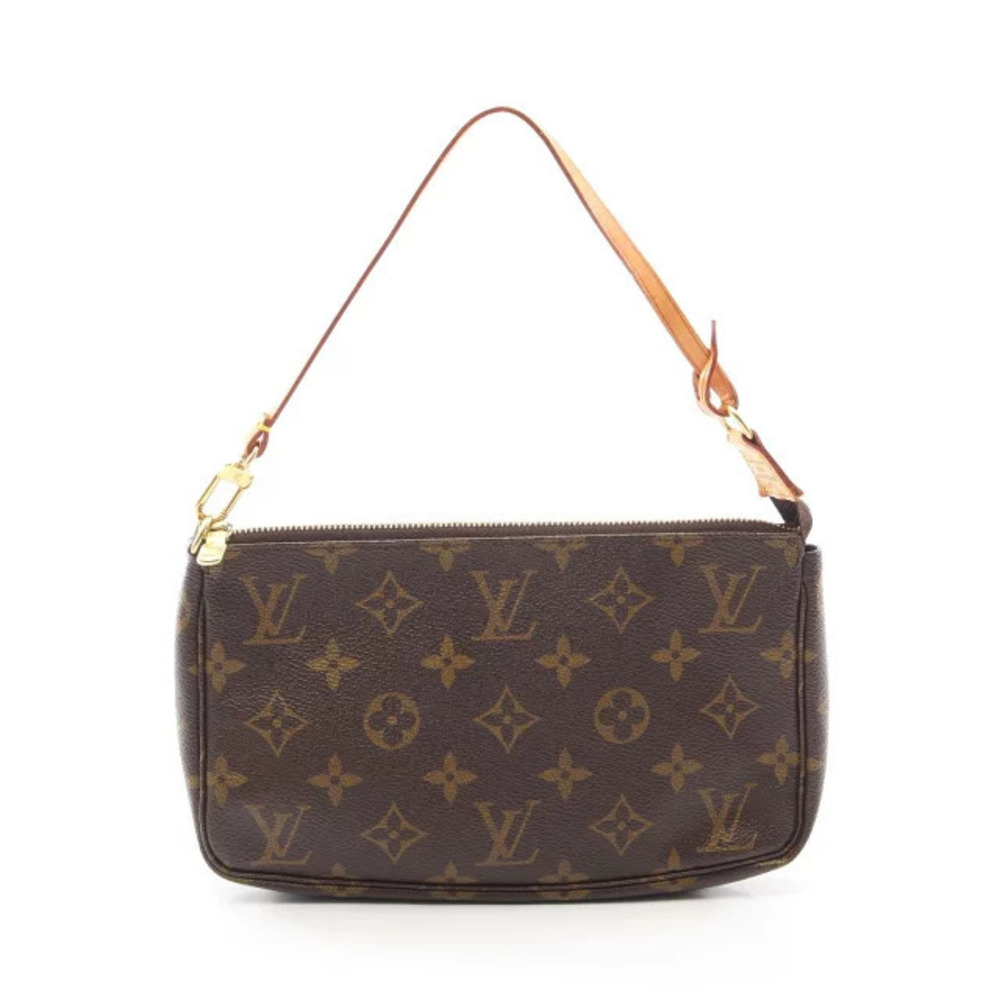 Louis Vuitton Pochette Accessoires Monogram Handbag Canvas Leather Brown